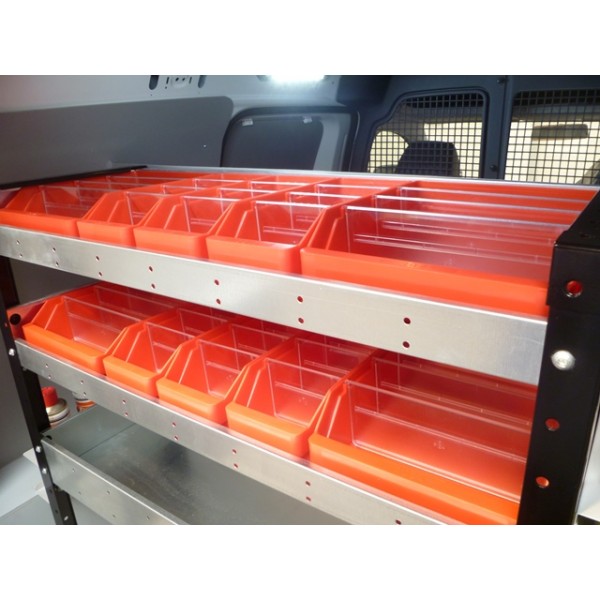Set of 4x Large Red Plastic Storage Bins; 240mm x 330mm
