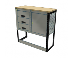 Van Racking 3 Drawer, Cabinet and Bench Unit; 1000mm x 1250mm x 330mm