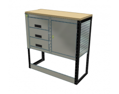 Van Racking 3 Drawer, Cabinet and Bench Unit; 1000mm x 1000mm x 330mm