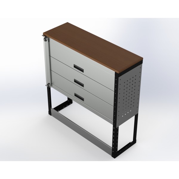 Van Racking 3 Drawer Bench Unit; 1000mm x 1000mm x 330mm