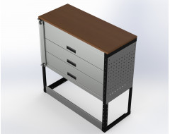 Van Racking 3 Drawer Bench Unit; 1000mm x 1000mm x 430mm
