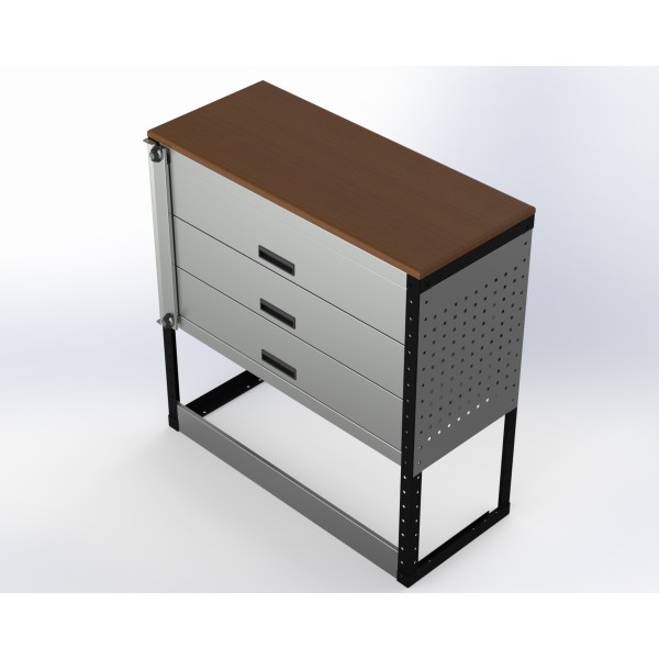 Van Racking 3 Drawer Bench Unit; 1000mm x 1000mm x 430mm