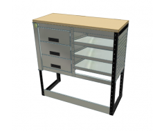 Van Racking 3 Drawer, 2 Shelf Bench Unit; 1000mm x 1000mm x 330mm