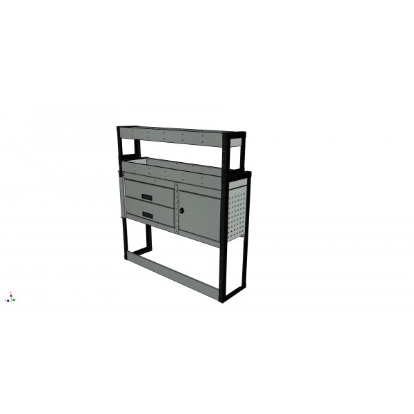 Van Racking 2 Drawer, 1 Cabinet and 2 Shelf; 1300mm x 1250mm Wide x 430/330mm