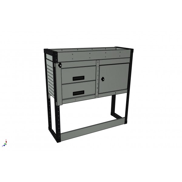 Van Racking 2 Drawer, 1 Cabinet and 1 Shelf; 1000mm x 1000mm x 330mm