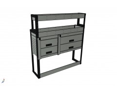 Van Racking 4 Drawer, 2 Shelf; 1300mm x 1250mm x 330/230mm