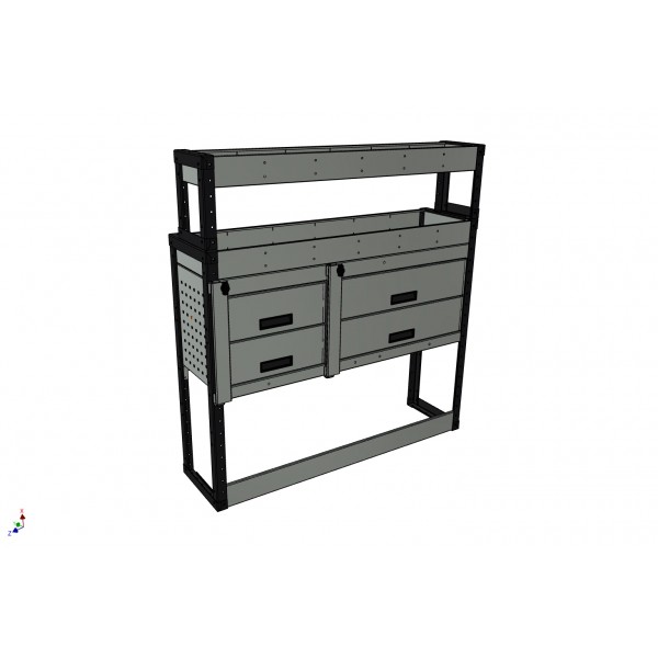 Van Racking 4 Drawer, 2 Shelf; 1300mm x 1250mm x 330/230mm