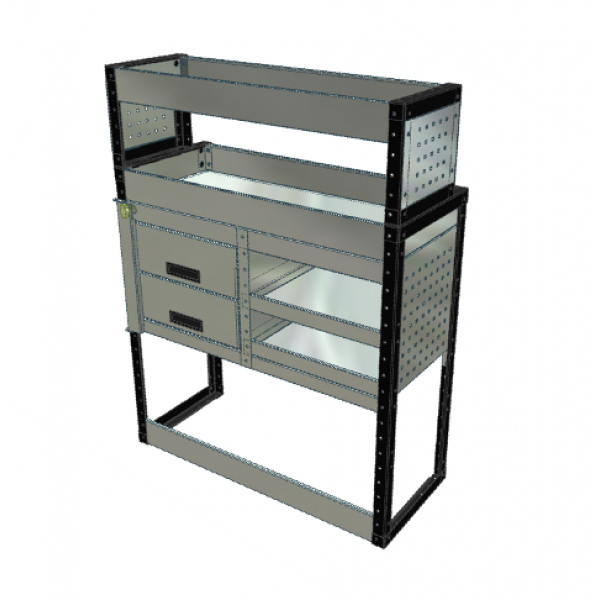 Van Racking 2 Drawers, 3 Shelves; 1300mm x 1000mm x 330/230mm