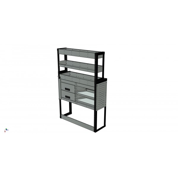 Van Racking 2 Drawer, 2 Sloping Shelves and 3 Standard Shelves; 1500mm x 1000mm x 430/330mm