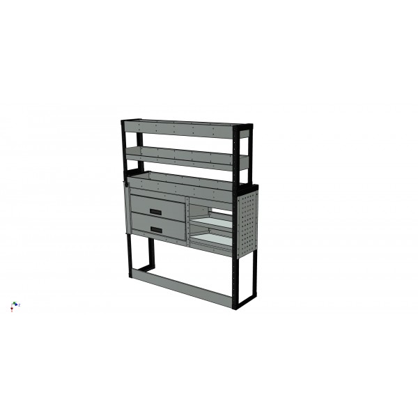 Van Racking 2 Drawer, 2 Sloping Shelves and 3 Standard Shelves; 1500mm x 1250mm x 330/230mm